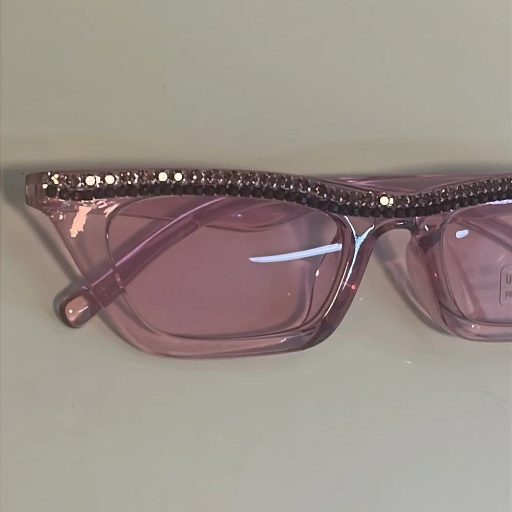 Lavender Rhinestone-Embellished Sunglasses
